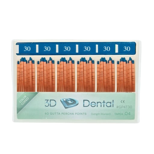 3D Endo Gutta Percha Points, #30, Taper Size 0.04