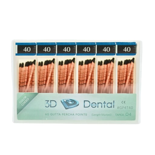 3D Endo Gutta Percha Points, #40, Taper Size 0.04