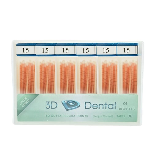 3D Endo Gutta Percha Points, #15, Taper Size 0.06