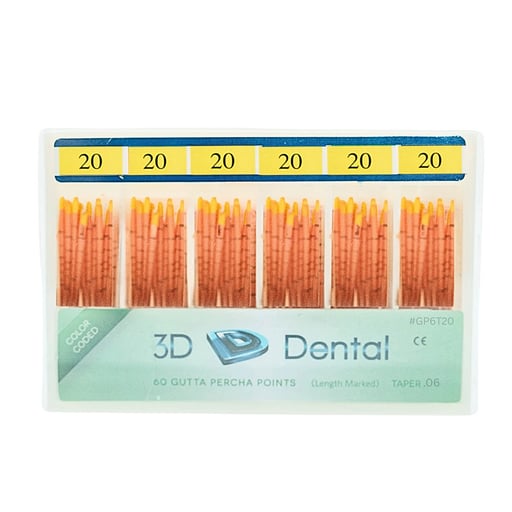 3D Endo Gutta Percha Points, #20, Taper Size 0.06