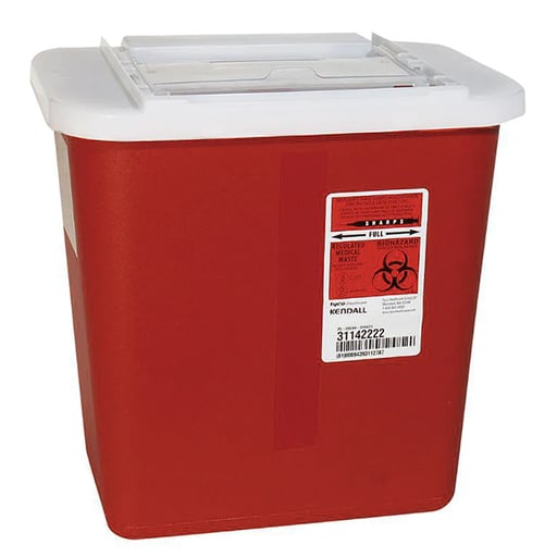 Covidien SharpSafety Sharps Containers – 18 Gallon Red Sliding Lid – 5-Pack (8938)
