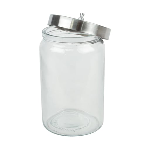 Tech-Med 7" H X 4.5" D Glass Sundry Jar, Stainles
