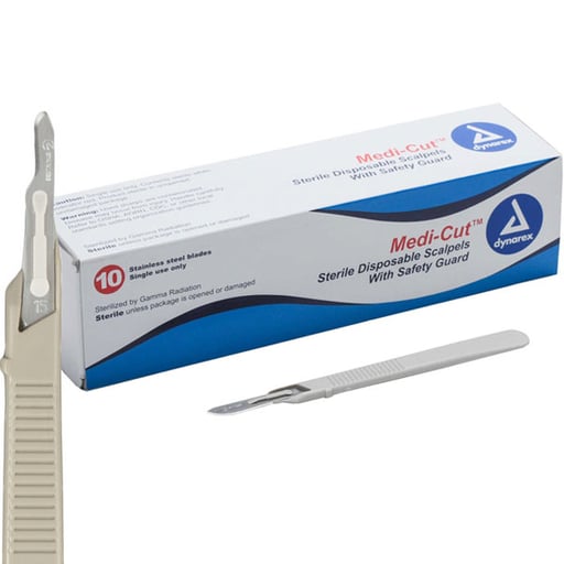 Medicut #15 Disposable Sterile Scalpels, 10/Bx