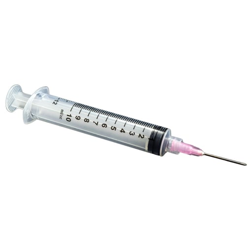 EXELINT International Syringe with Needle, Luer Lock, 10-12 cc