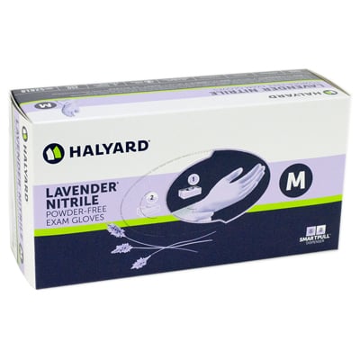 Halyard Lavender Nitrile Exam Gloves: MEDIUM 250/