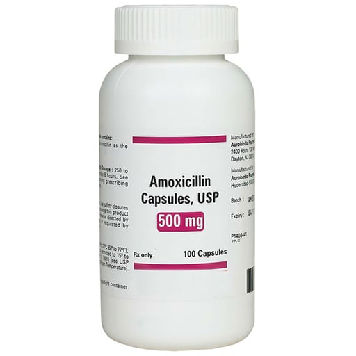 House Brand Amoxicillin 500 mg, Bottle of 100 Cap