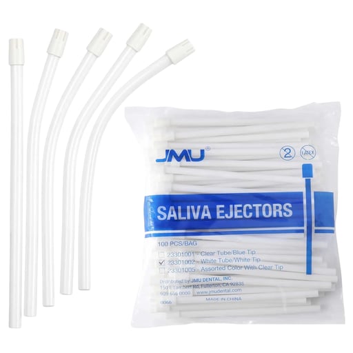 JMU PVC Saliva Ejector, White Tube / White Tip, 1