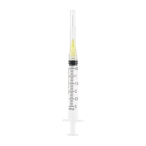 JMU 27 ga Irrigation Syringes with Tips, Yellow, 