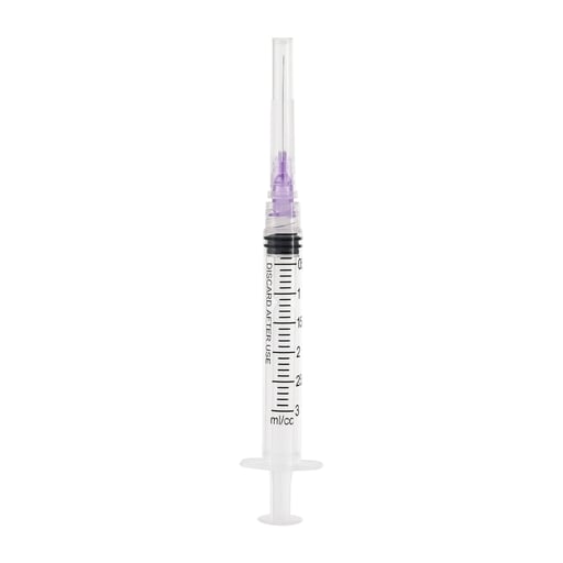JMU 30 ga Irrigation Syringes with Tips, Purple, 