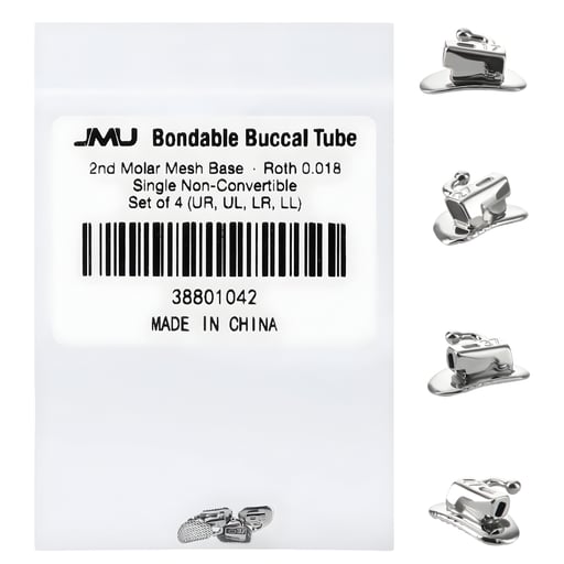 JMU Bondable 2nd Molar Buccal Tubes, Roth 0.018, 