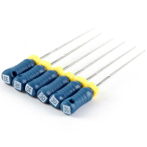 JMU Stainless Steel K-Files, 21mm, #30 Blue, 6/Pk