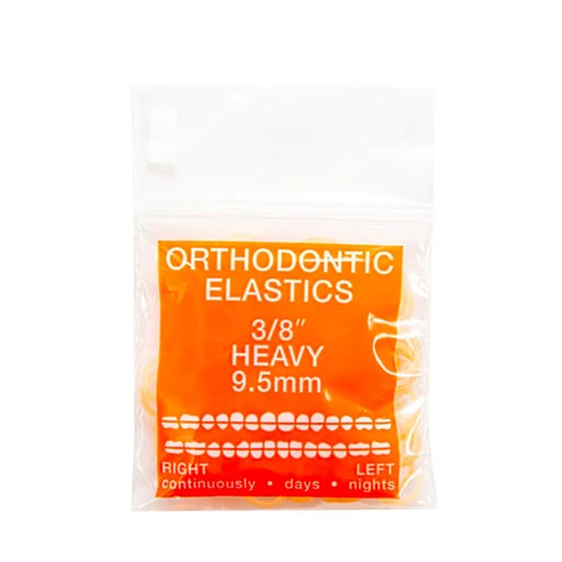 JMU Orthodontic Latex Elastics, Heavy 3/8", Yello
