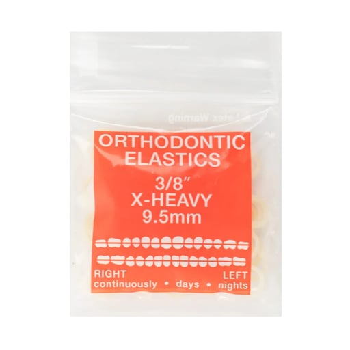 JMU Intraoral Latex Elastics, Extra Heavy, 3/8", 