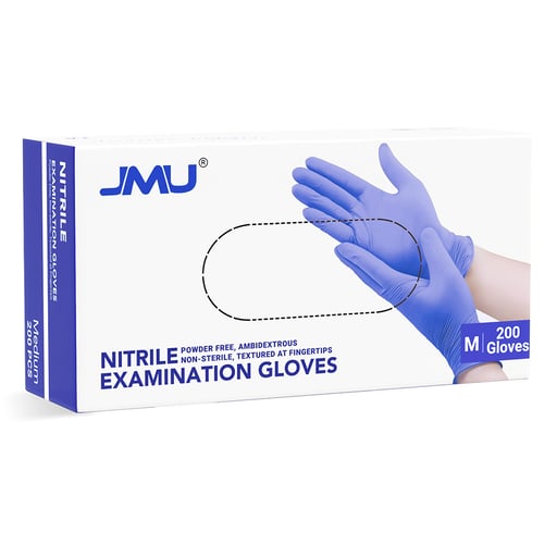 JMU Nitrile Exam Gloves, Powder Free, Medium, Vio