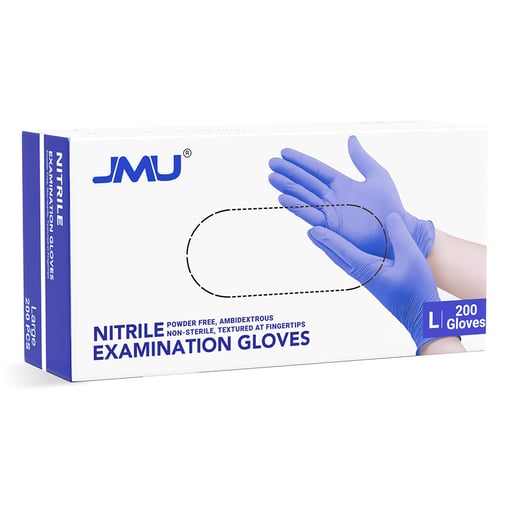 JMU Nitrile Exam Gloves, Powder Free, Large, Viol