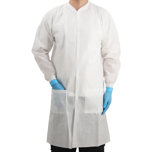 JMU Disposable SMS Lab Coat, X-Large, White, 50/P