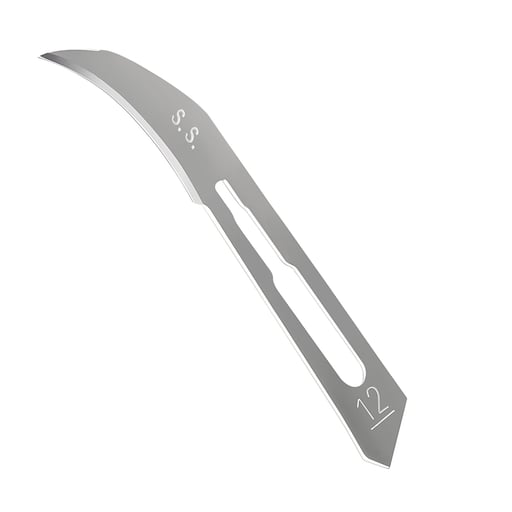 JMU #12 Stainless Steel Surgical Blade, Sterile, 