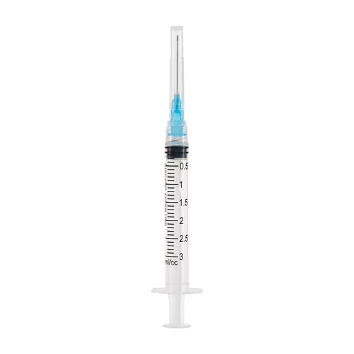 JMU 23 ga Irrigation Syringes with Tips, Blue, No