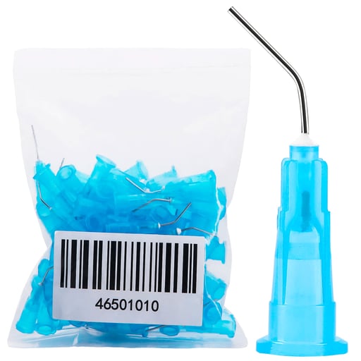 JMU Dental Pre Bent Needle Tips, 23 ga, Dark Blue