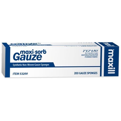 maxi-sorb 2" x 2" Synthetic Non-Woven 4-Ply, Gauz
