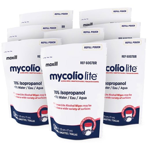 mycolio Lite 70% Alcohol Wipes, 160 Wipes/Refill 