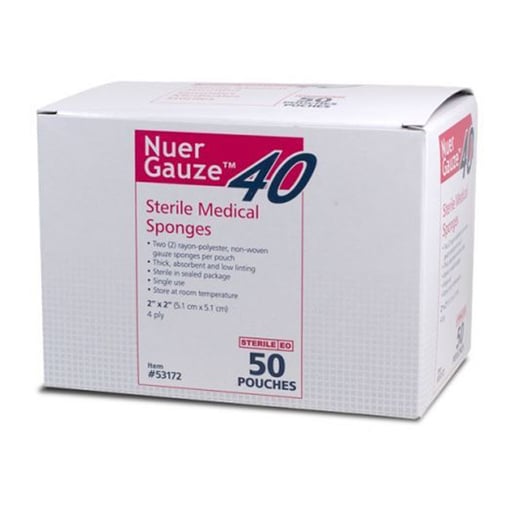 Nuer Gauze 2" x 2" Sterile, Non-Woven Gauze Spong