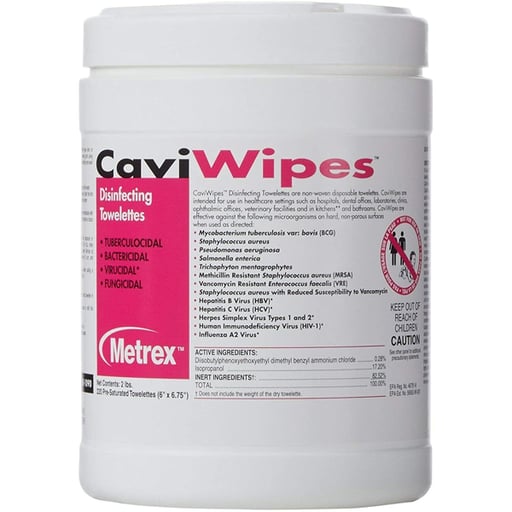 CaviWipes Towelettes (Large: 6" x 6.75") 220/Can.