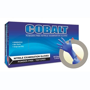 Cobalt Nitrile exam gloves: X-SMALL 100/Bx. Powde