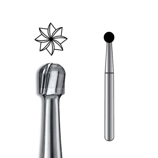 Pac-Dent FG #8 Round Carbide Bur, clinic pack of 
