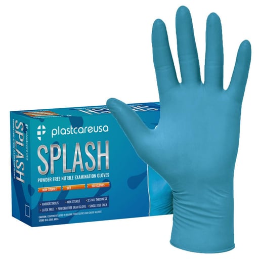 plastcareusa Splash Nitrile Examination Gloves, B