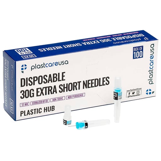 Plastcare USA Disposable Needles, 30 Ga, Extra Sh