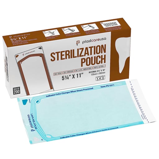 PlastCare USA Self Seal Sterilization Pouch, 5.25