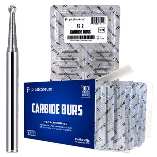 PlastCare USA FG #2 Round Shaped Carbide Bur, 100