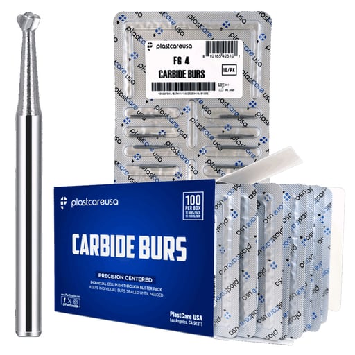 PlastCare USA FG #4 Round Shaped Carbide Bur, 100