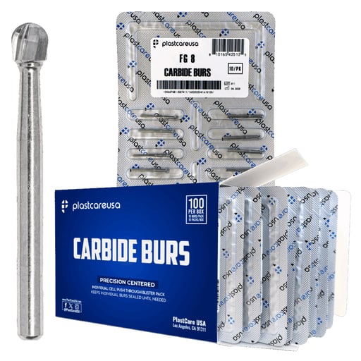 PlastCare USA FG #8 Round Shaped Carbide Bur, 100
