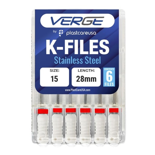 VERGE 28 mm Endo K Files, Stainless Steel, #15 Wh
