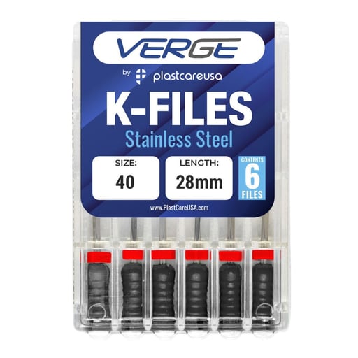 VERGE 28 mm Endo K Files, Stainless Steel, #40 Bl