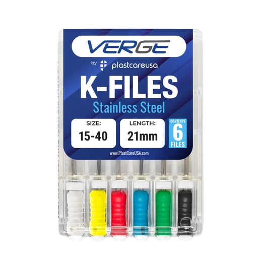 VERGE 21mm Endo K Files, Stainless Steel, Assorte