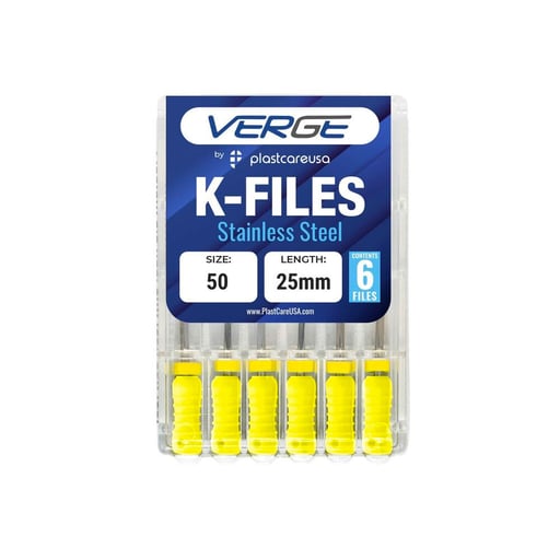VERGE 25mm Endo K Files, Stainless Steel, #50 Yel