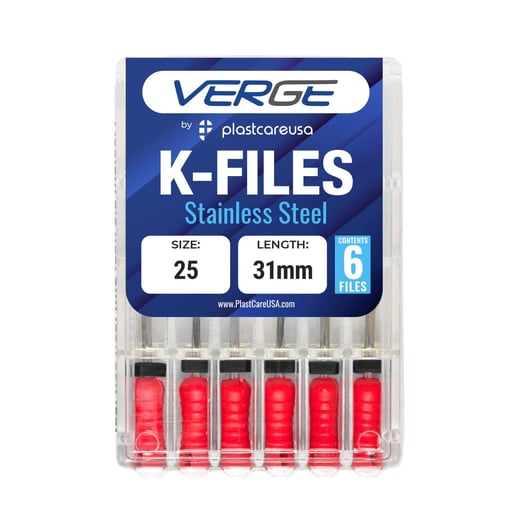 VERGE 31mm Endo K Files, Stainless Steel, #25 Red
