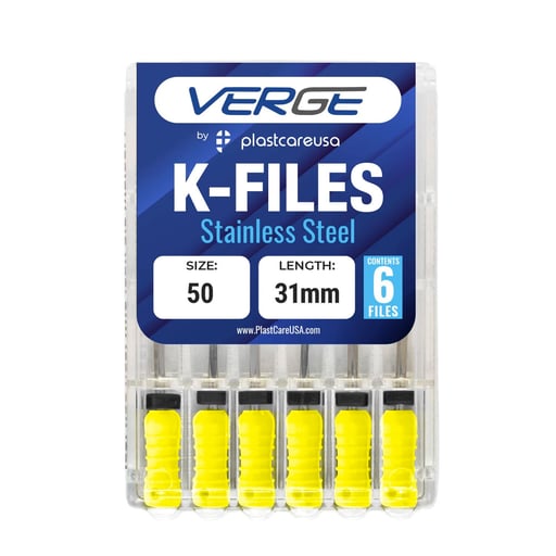 VERGE 31mm Endo K Files, Stainless Steel, #50 Yel