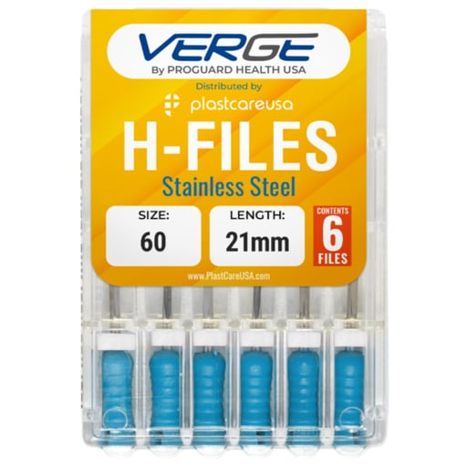 VERGE 21 mm Endo Hedstrom Root Canal H Files, Sta