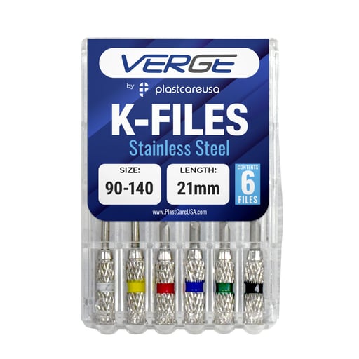 VERGE 21mm Endo K Files, Stainless Steel, Assorte