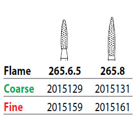 Two Striper FG #265.6.5 Coarse Diamond Burs, Flam