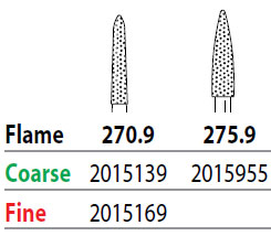 Two Striper FG #270.9 Fine Diamond Burs, Flame sh