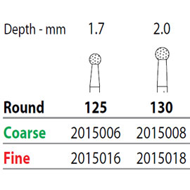 Two Striper FG #130 Fine Diamond Bur, Round. Pack