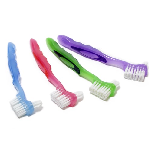 Quala Denture Brush, Dual Head, Assorted, 12/Box