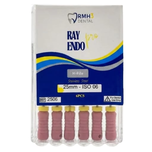 RayEndo Pro Stainless Steel H-Files, 25mm, #06, 6