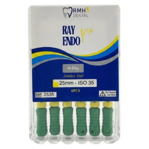 RayEndo Pro Stainless Steel H-Files, 25mm, #35, 6