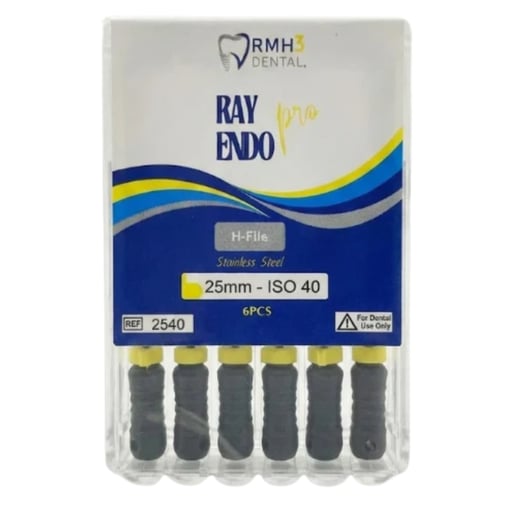RayEndo Pro Stainless Steel H-Files, 25mm, #40, 6